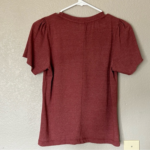 LAmade Linen Blend 'Brentwood Tee' Ruched Sleeve Casual Chic BOHO Size XS NWT - Picture 6 of 11